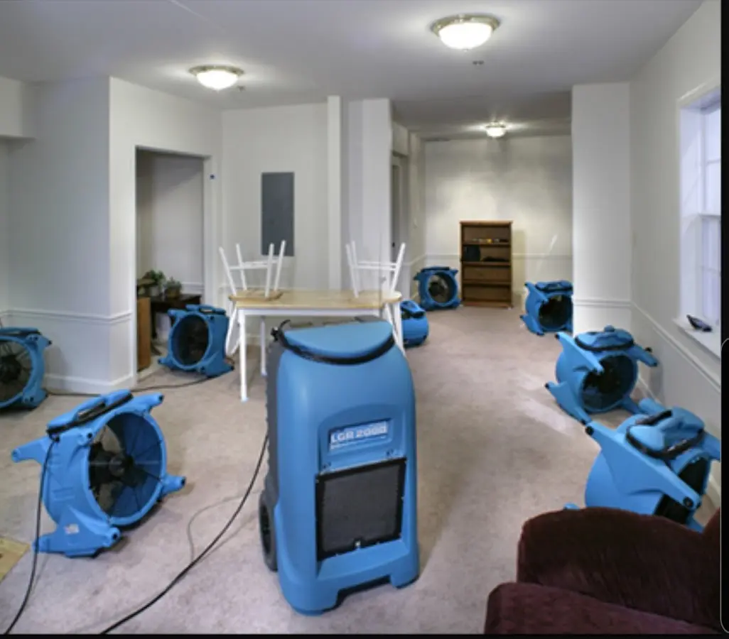 Air movers and dehumidifier setup for Water Extraction & Removal in Salmon Creek