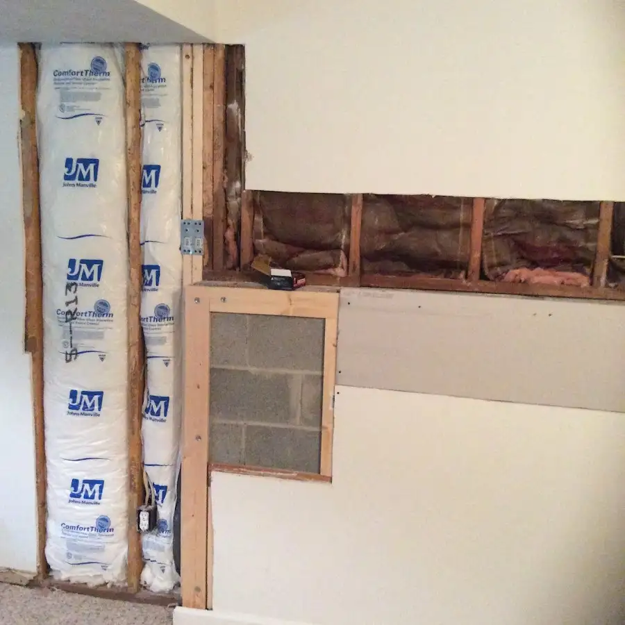 Wall insulation replacement during Basement Flood Cleanup in Salmon Creek